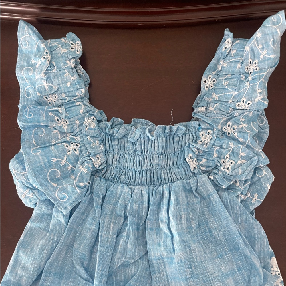 🔴BLUE RUFFLE TOP🔴 - Picture 2 of 3